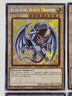 Blue-Eyes White Dragon BLMM-EN001 Secret Rare Yugioh Set x4 Chibi Cards Mint - Image 2