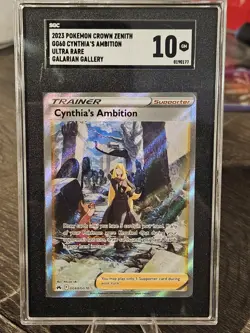 2023 Pokemon Crown Zenith #GG60 Cynthia's Ambition UR SGC 10 GEM MINT - Image 1