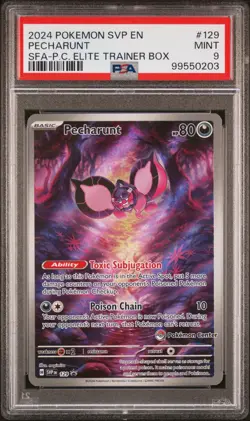 2024 POKEMON SHROUDED FABLE POKEMON CENTER ETB PROMO SVP #129 PECHARUNT PSA 9 - Image 1