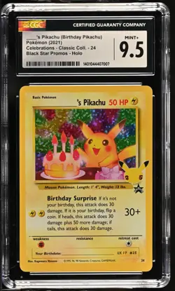 PTCG Pokemon CGC9.5 Birthday Pikachu Holo 2021 #24 Celebrations 25th English - Image 1