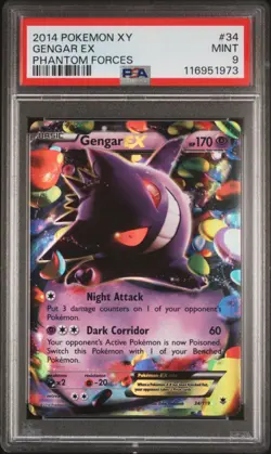 2014 POKEMON PHANTOM FORCES GENGAR #34 HOLO PSA 9 MINT #116951973 - Image 1