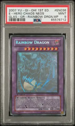 Elemental Hero Chaos Neos Rainbow Dragon Misprint Yugioh 2007 Ghost 1st PSA 9 - Image 1