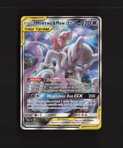 Mewtwo & Mew GX SM191 Sun & Moon Full Art Black Star Promo Holo Pokemon Card LP - Image 1
